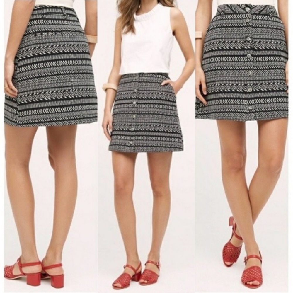 Anthropologie Maeve Jacquard Tribal Embroidered Po